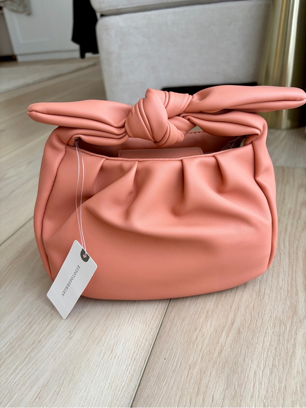 Anthropologie Peach Knotted Top-Handle Women's Bag